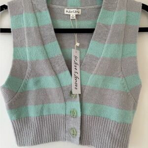 For Love And Lemons Mint and Gray V-Neck Sweater Vest